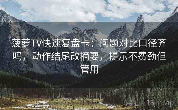 菠萝TV快速复盘卡：问题对比口径齐吗，动作结尾改摘要，提示不费劲但管用
